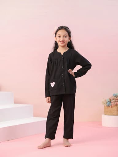 Black Color Cotton Night Suit for Kids