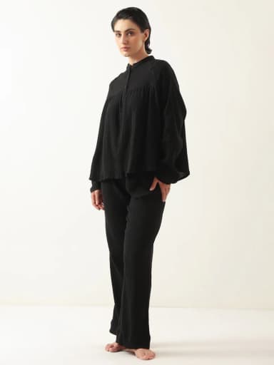 Black Color Round Neck Pure Cotton Co-ords Set for Women