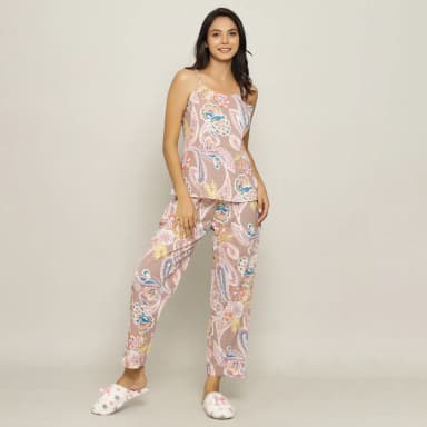 Paisley Cotton Printed 3 PEICE Night Suit Set